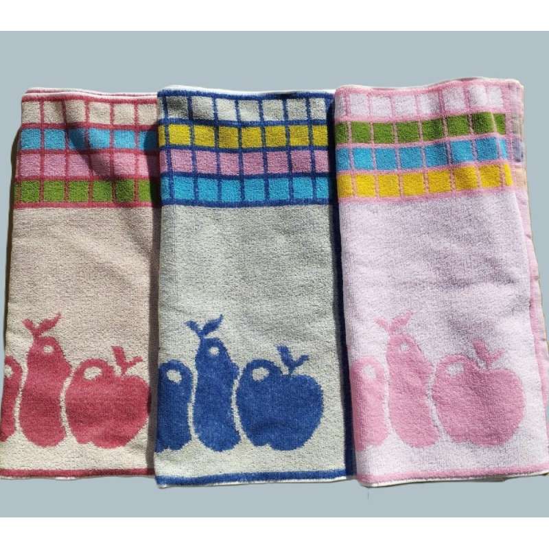 Paño de cocina de rizo modelo marco. Tres colores :rojo, azul, rosa